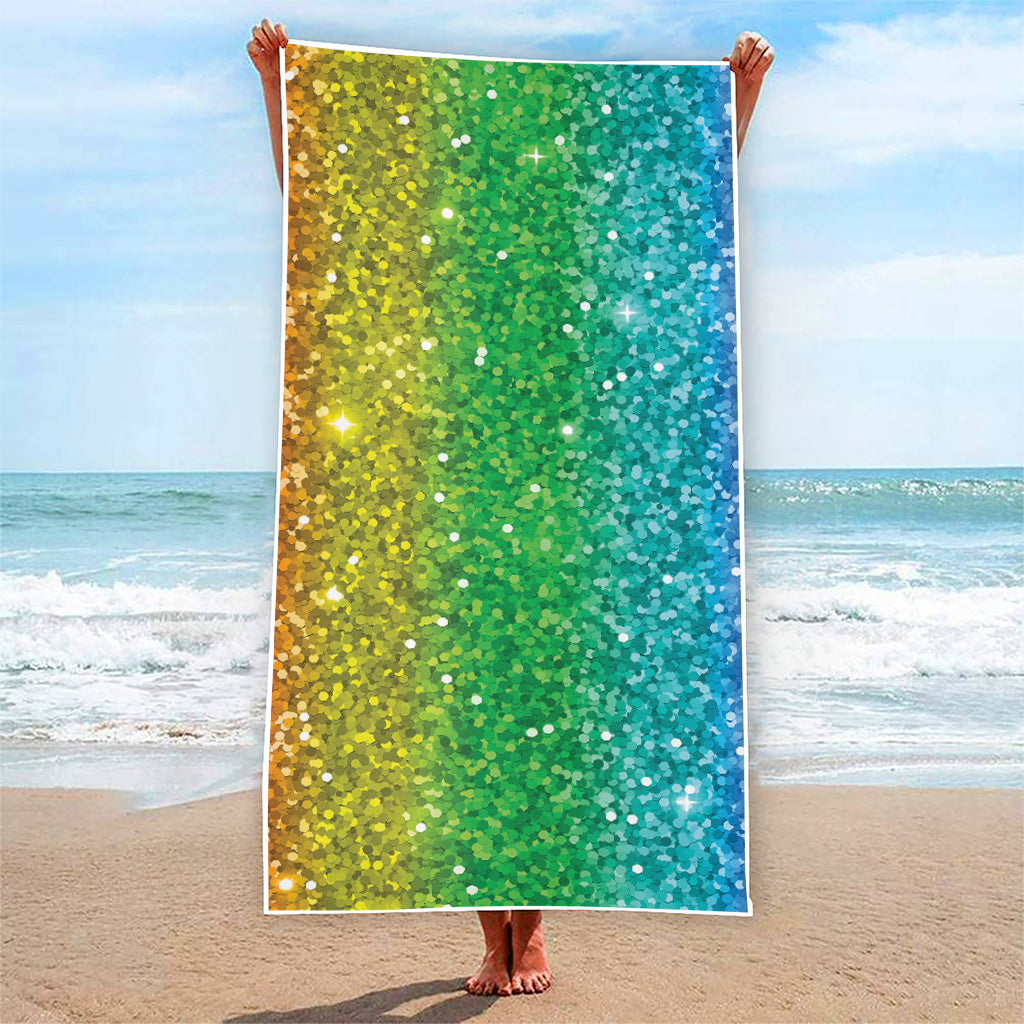 Rainbow (NOT Real) Glitter Print Beach Towel