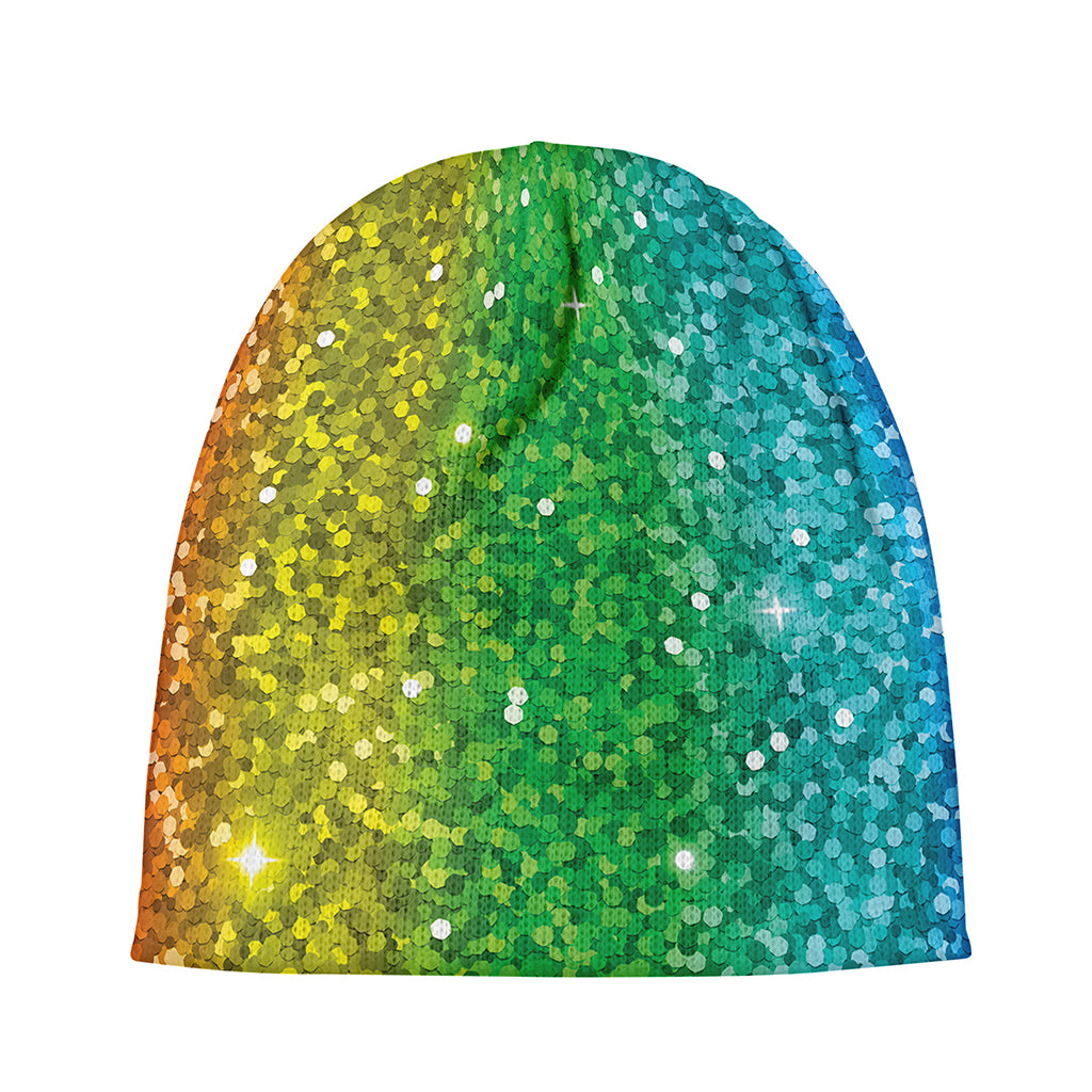 Rainbow (NOT Real) Glitter Print Beanie