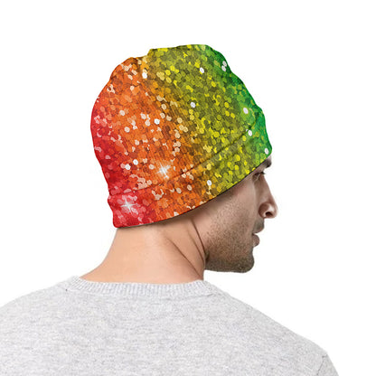 Rainbow (NOT Real) Glitter Print Beanie