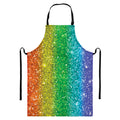 Rainbow (NOT Real) Glitter Print Bib Apron With Pocket