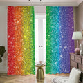 Rainbow (NOT Real) Glitter Print Dimout Pencil Pleat Curtains