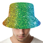 Rainbow (NOT Real) Glitter Print Bucket Hat