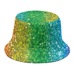 Rainbow (NOT Real) Glitter Print Bucket Hat