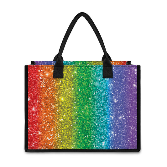 Rainbow (NOT Real) Glitter Print Canvas Tote Bag