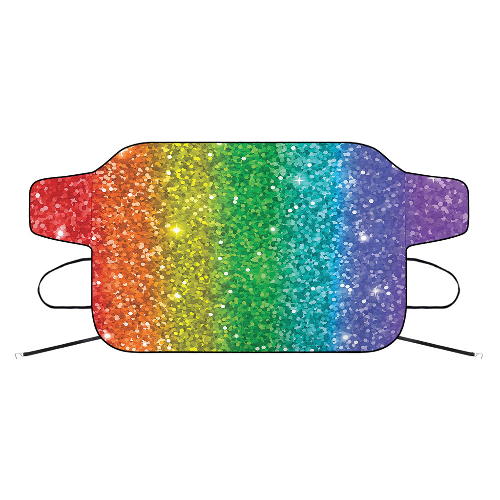 Rainbow (NOT Real) Glitter Print Car Windshield Snow Cover