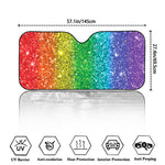 Rainbow (NOT Real) Glitter Print Car Windshield Sun Shade