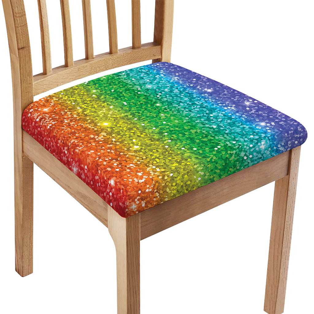 Rainbow (NOT Real) Glitter Print Chair Cushion Cover