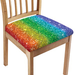 Rainbow (NOT Real) Glitter Print Chair Cushion Cover