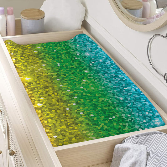 Rainbow (NOT Real) Glitter Print Changing Pad Cover