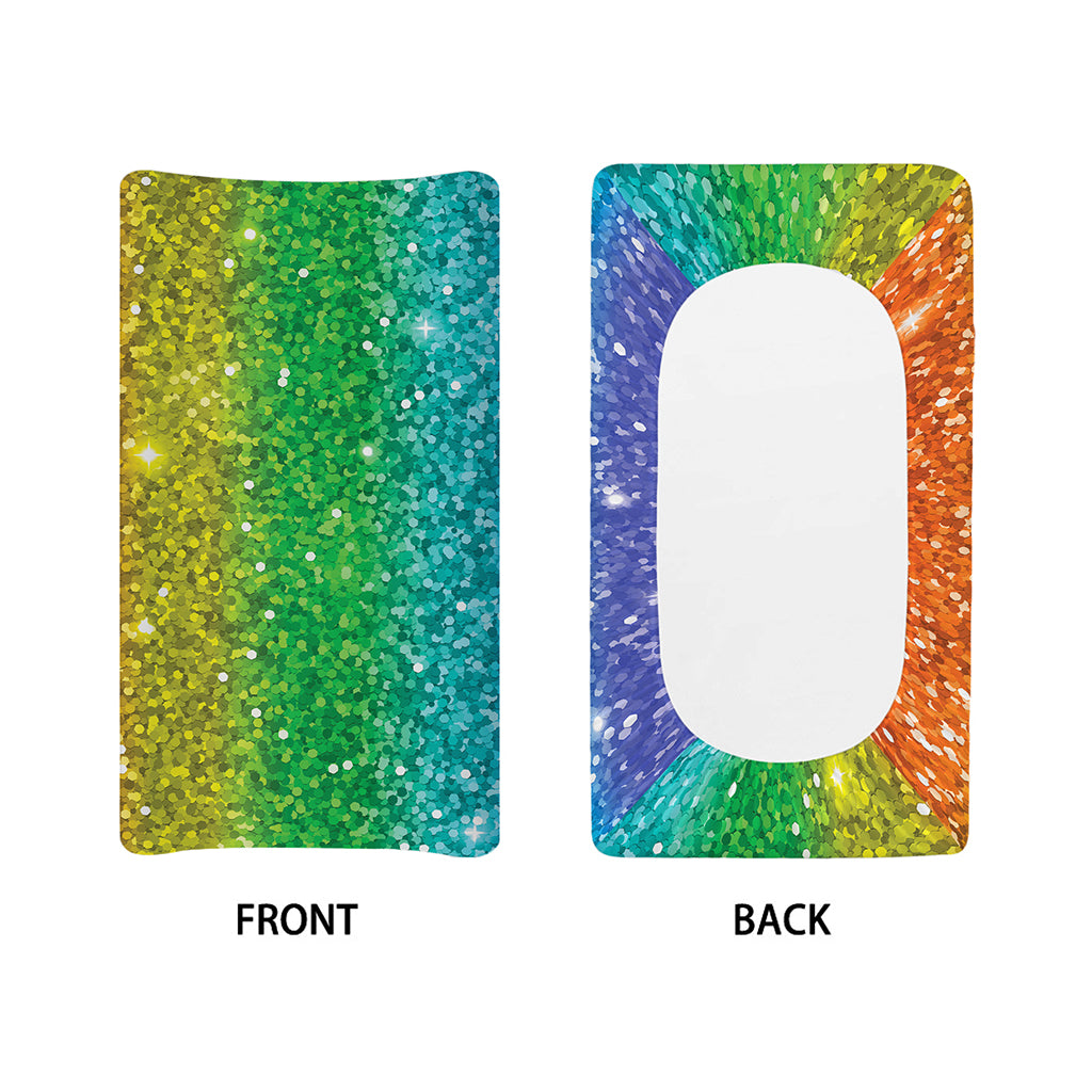 Rainbow (NOT Real) Glitter Print Changing Pad Cover