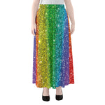 Rainbow (NOT Real) Glitter Print Chiffon Maxi Skirt