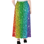 Rainbow (NOT Real) Glitter Print Chiffon Maxi Skirt