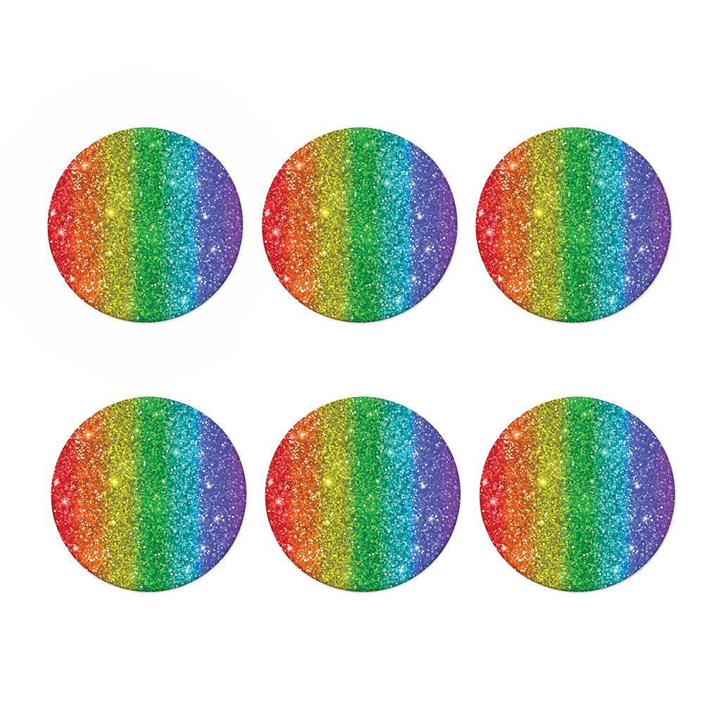 Rainbow (NOT Real) Glitter Print Coaster Set