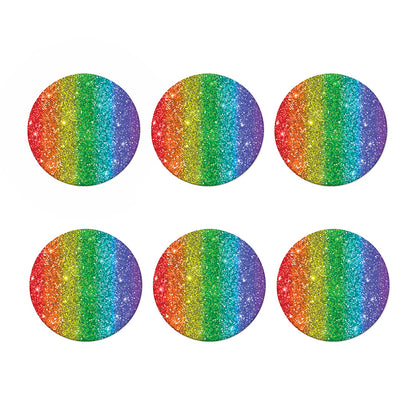 Rainbow (NOT Real) Glitter Print Coaster Set