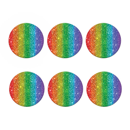 Rainbow (NOT Real) Glitter Print Coaster Set