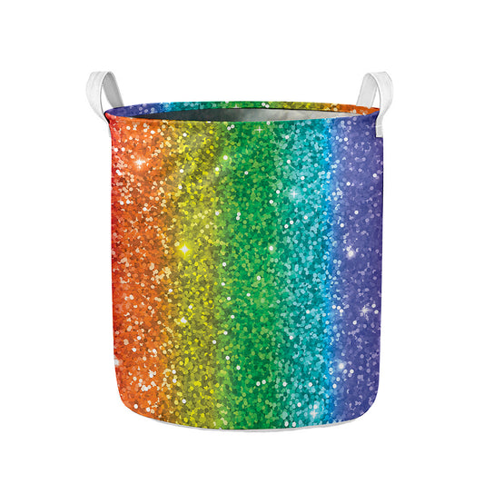 Rainbow (NOT Real) Glitter Print Collapsible Laundry Basket