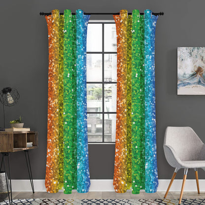 Rainbow (NOT Real) Glitter Print Curtain