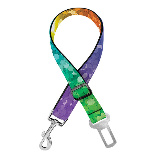 Rainbow (NOT Real) Glitter Print Dog Seat Belt