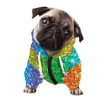 Rainbow (NOT Real) Glitter Print Dog Zip Up Hoodie