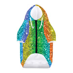 Rainbow (NOT Real) Glitter Print Dog Zip Up Hoodie