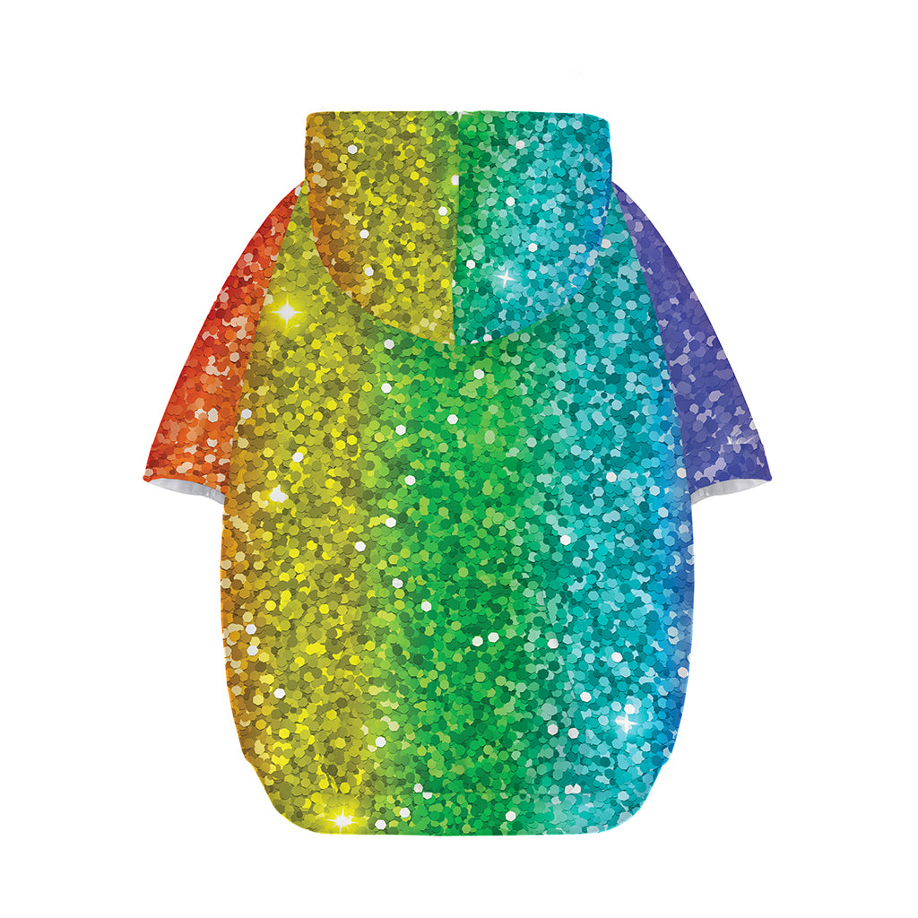 Rainbow (NOT Real) Glitter Print Dog Zip Up Hoodie