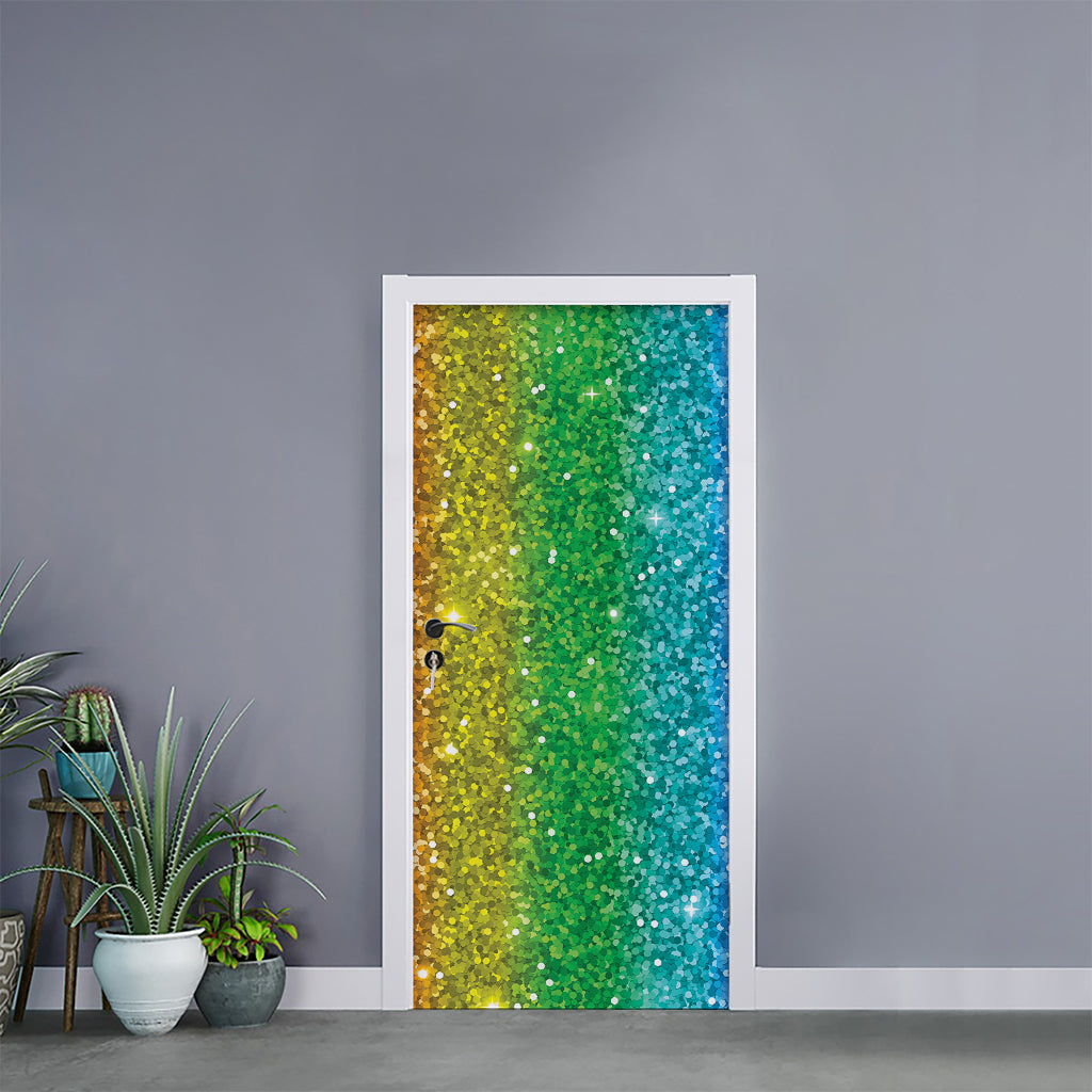 Rainbow (NOT Real) Glitter Print Door Sticker