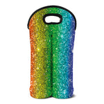 Rainbow (NOT Real) Glitter Print Double Neoprene Wine Tote