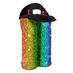 Rainbow (NOT Real) Glitter Print Double Neoprene Wine Tote