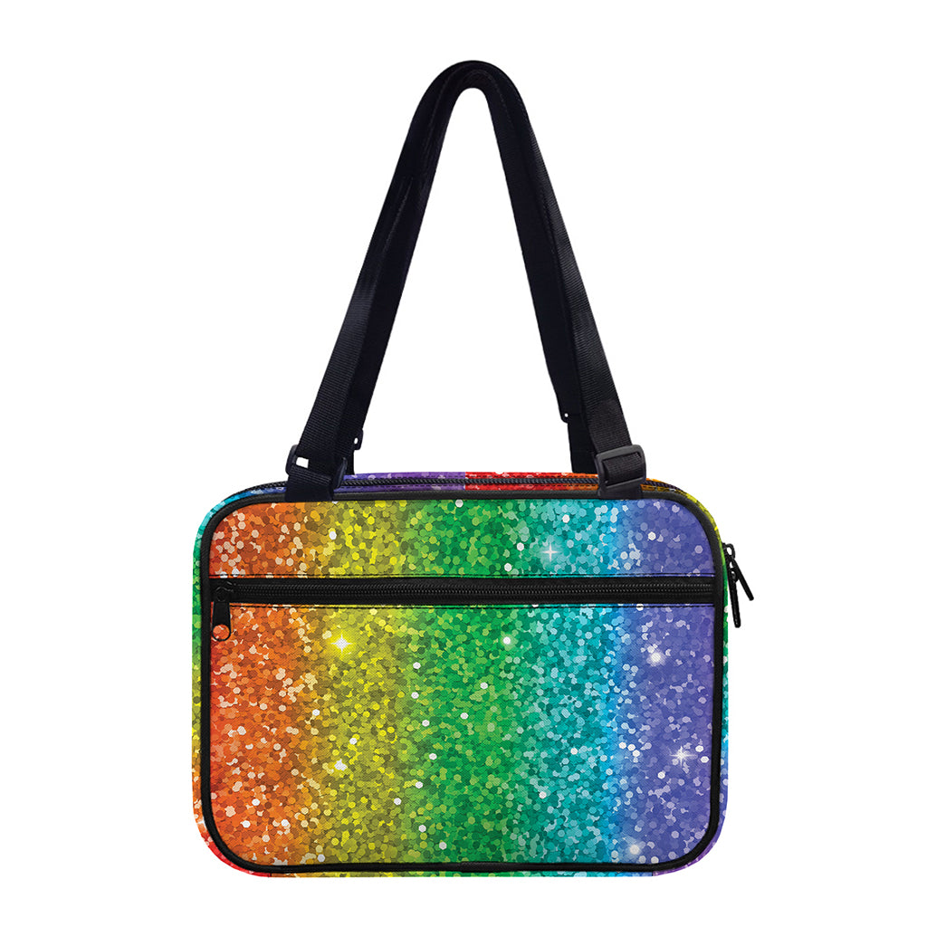 Rainbow (NOT Real) Glitter Print Double Strap Bible Bag
