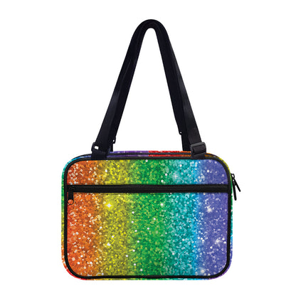 Rainbow (NOT Real) Glitter Print Double Strap Bible Bag