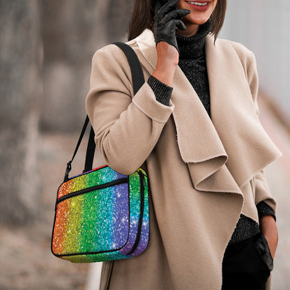 Rainbow (NOT Real) Glitter Print Double Strap Bible Bag