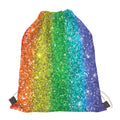 Rainbow (NOT Real) Glitter Print Drawstring Bag