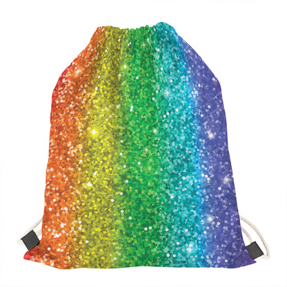Rainbow (NOT Real) Glitter Print Drawstring Bag
