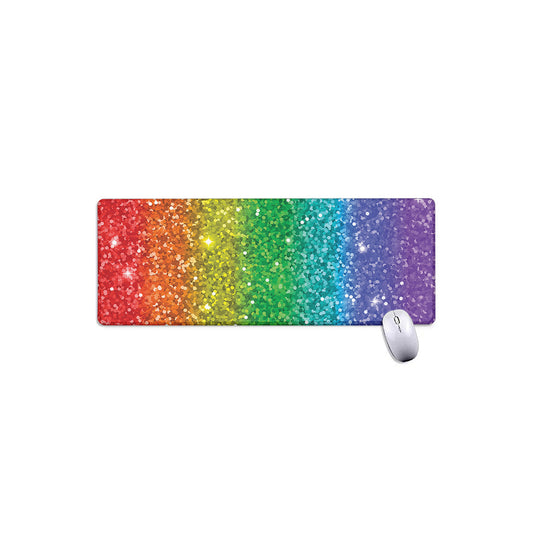 Rainbow (NOT Real) Glitter Print Extended Mouse Pad