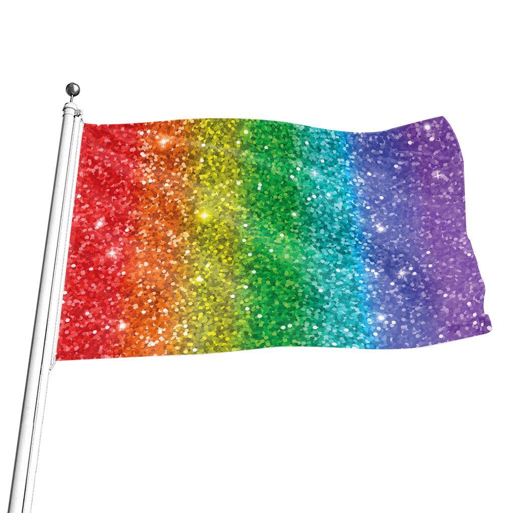 Rainbow (NOT Real) Glitter Print Flag