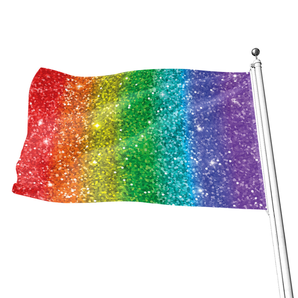 Rainbow (NOT Real) Glitter Print Flag