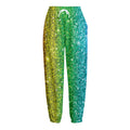 Rainbow (NOT Real) Glitter Print Fleece Lined Knit Pants