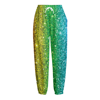 Rainbow (NOT Real) Glitter Print Fleece Lined Knit Pants