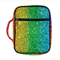 Rainbow (NOT Real) Glitter Print Front Pocket Bible Bag