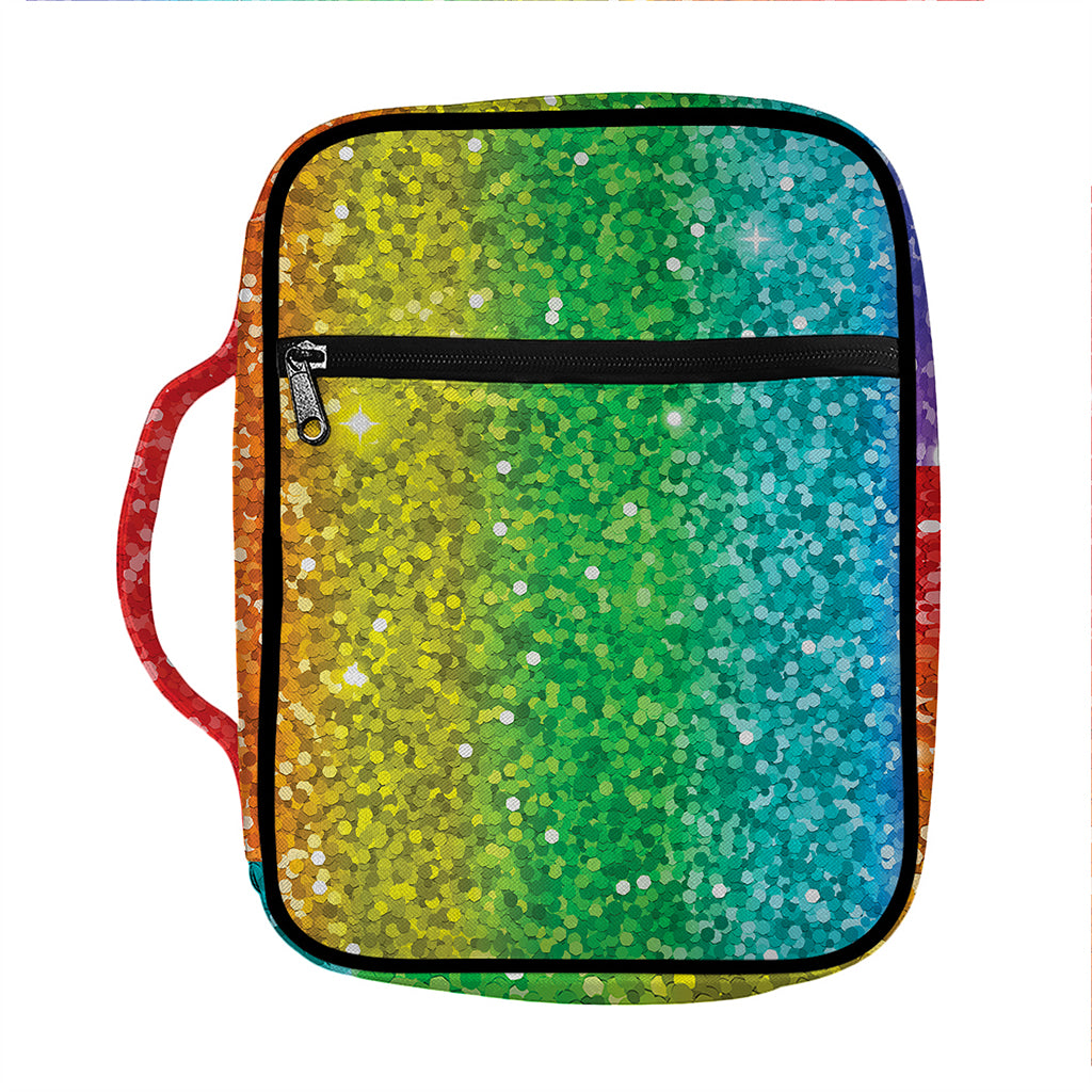 Rainbow (NOT Real) Glitter Print Front Pocket Bible Bag