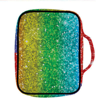 Rainbow (NOT Real) Glitter Print Front Pocket Bible Bag