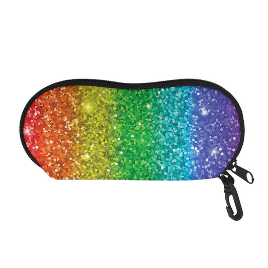 Rainbow (NOT Real) Glitter Print Glasses Case