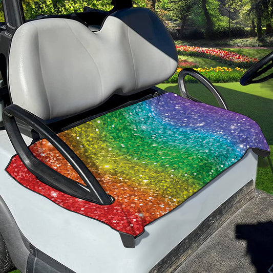 Rainbow (NOT Real) Glitter Print Golf Cart Seat Cover