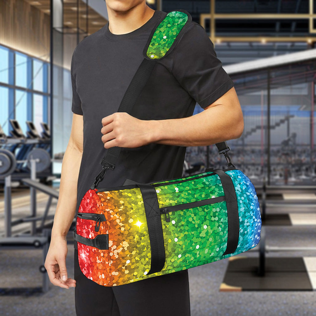 Rainbow (NOT Real) Glitter Print Gym Bag