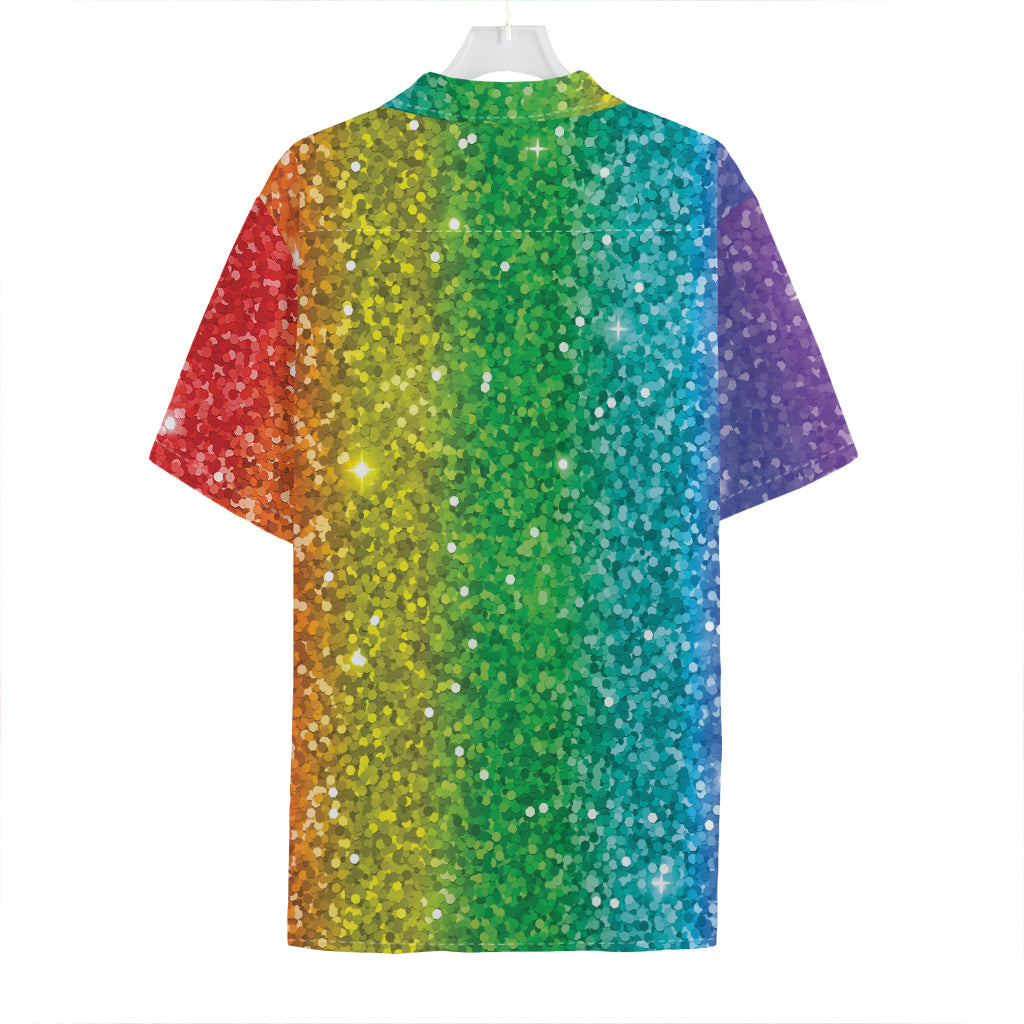 Rainbow (NOT Real) Glitter Print Hawaiian Shirt
