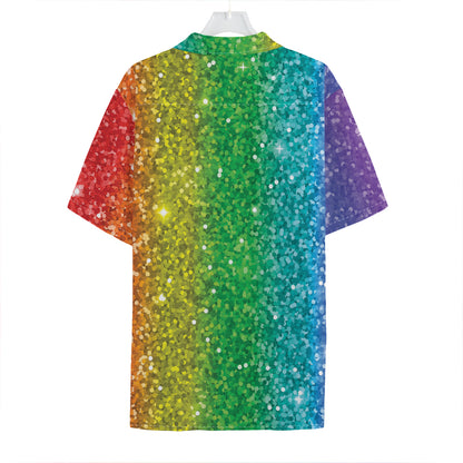 Rainbow (NOT Real) Glitter Print Hawaiian Shirt