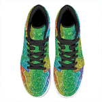 Rainbow (NOT Real) Glitter Print High Top Leather Sneakers