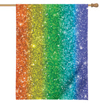 Rainbow (NOT Real) Glitter Print House Flag