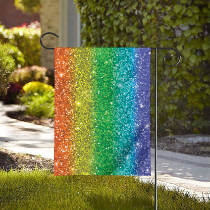 Rainbow (NOT Real) Glitter Print House Flag
