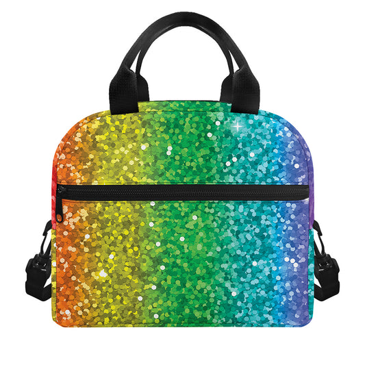 Rainbow (NOT Real) Glitter Print Insulated Lunch Bag